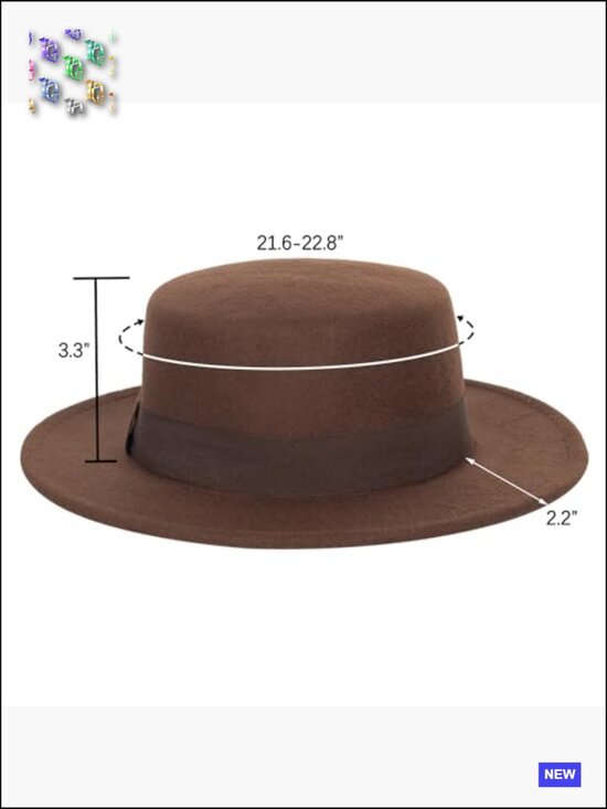 Classic Fedora Flat Top Hat Felt Boater Church Derby Cap Adjustable Unisex main image 4
